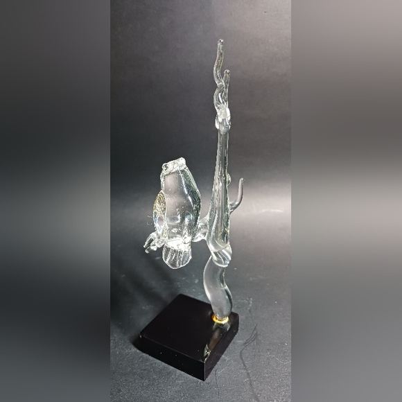 Hand Blown Glass Crystal Owl and Black Marble Sculpture 🦉 - Picture 3 of 7